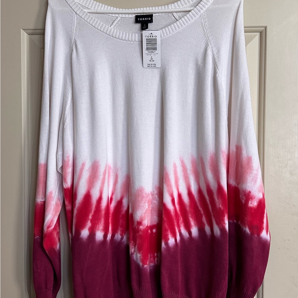 Torrid Red and White Tie-Dye Sweater